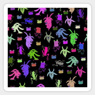 pattern with goats and frogs Sticker